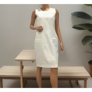 Karl Lagerfeld Paris Women's Tweed Shift Dress Ivory Color size 8